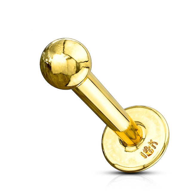 14 Karat Solid Gold Labret / Monroe 16 or 14 Gauge Ball Top Stud - Kruelty - Photo 5