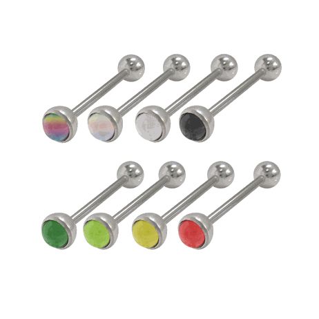 Surgical Steel 14 Gauge Tongue Barbell with UV Acrylic Design Bead
