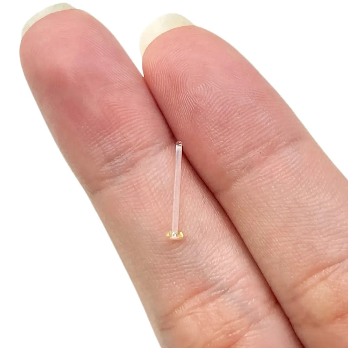 Glass Pyrex Clear Flesh Tone Retainer Stud 20 to 14 Gauge - Kruelty - Photo 4