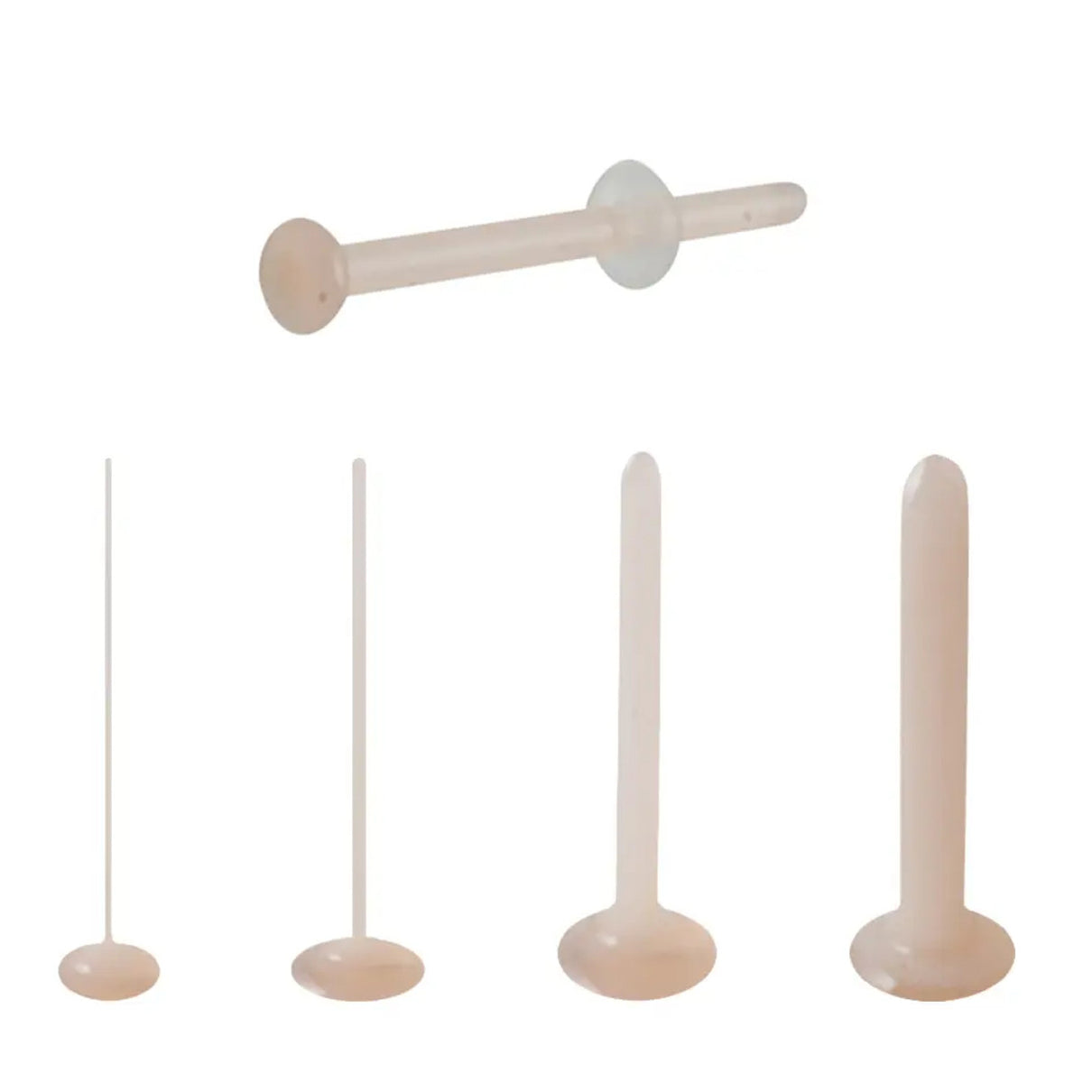 Glass Pyrex Clear Flesh Tone Retainer Stud 20 to 14 Gauge - Kruelty