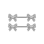 Surgical steel ribbon heart CZ nipple barbells