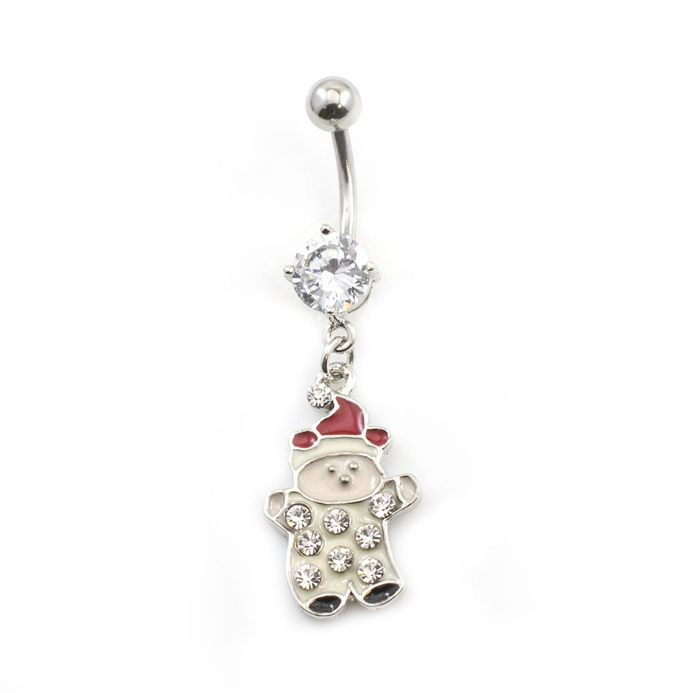 Surgical Steel 14 Gauge Belly Ring Boy Christmas Hat Dangle
