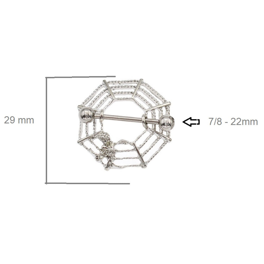 Surgical Steel 14 Gauge Spider Web Nipple Shield Rings - Pair - photo 3