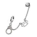 Surgical Steel Cartilage Ear Cuff Chain Dangle Earring & Brass Knuckle - Kruelty