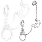 Surgical Steel Cartilage Ear Cuff Chain Dangle Earring & Brass Knuckle - Kruelty - Photo 3