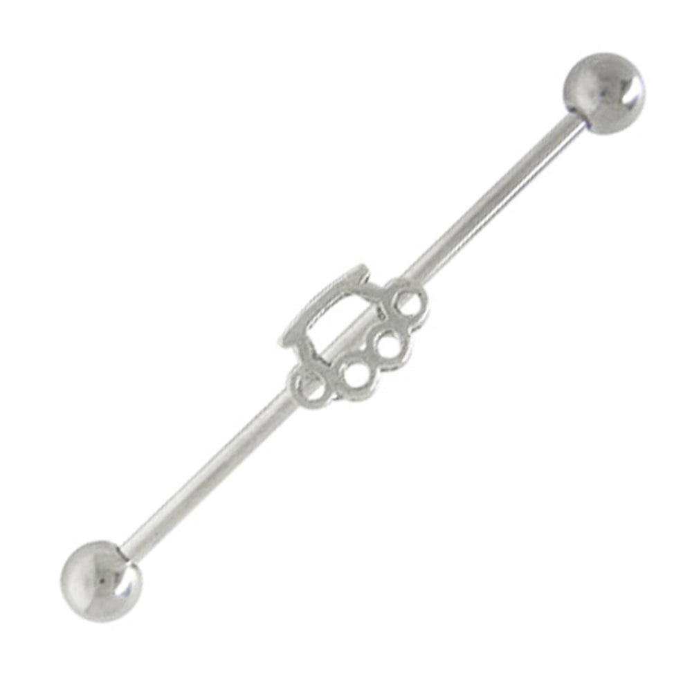 Surgical Steel 14 Gauge Industrial Barbell with Brass Knuckles
