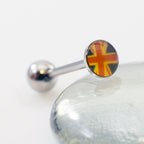 Surgical Steel Tongue Ring Straight Barbell 14 Gauge British Flag Logo - Kruelty - Photo 2