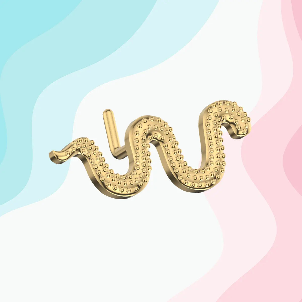 Gold Plated Surgical Steel 20 Gauge Snake L Shaped Nose Stud