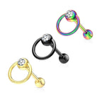 Surgical Steel Tongue Ring Straight Barbell 14 Gauge 5/8" & Slave Gem - Kruelty