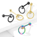 Surgical Steel Tongue Ring Straight Barbell 14 Gauge 5/8" & Slave Gem - Kruelty - Photo 3