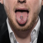 Surgical Steel Tongue Ring Straight Barbell 14 Gauge 5/8" & Slave Gem - Kruelty - Photo 2