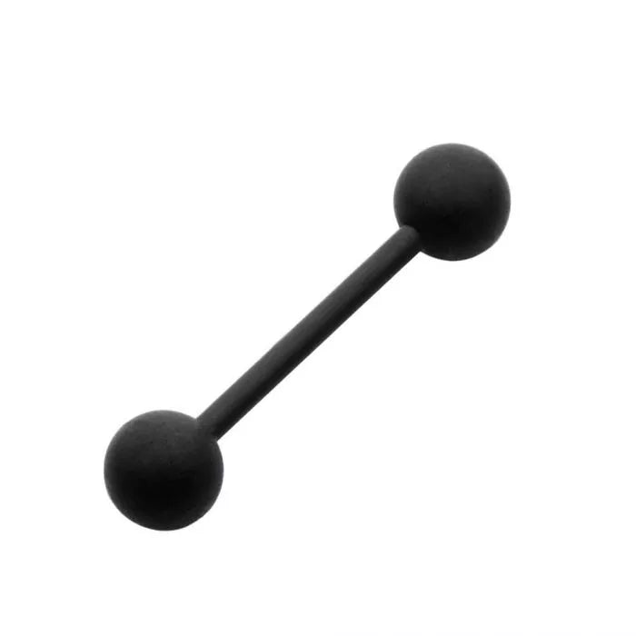 Surgical Steel Matte Black Tongue Ring Straight Barbell 14 Gauge 5/8" - Kruelty
