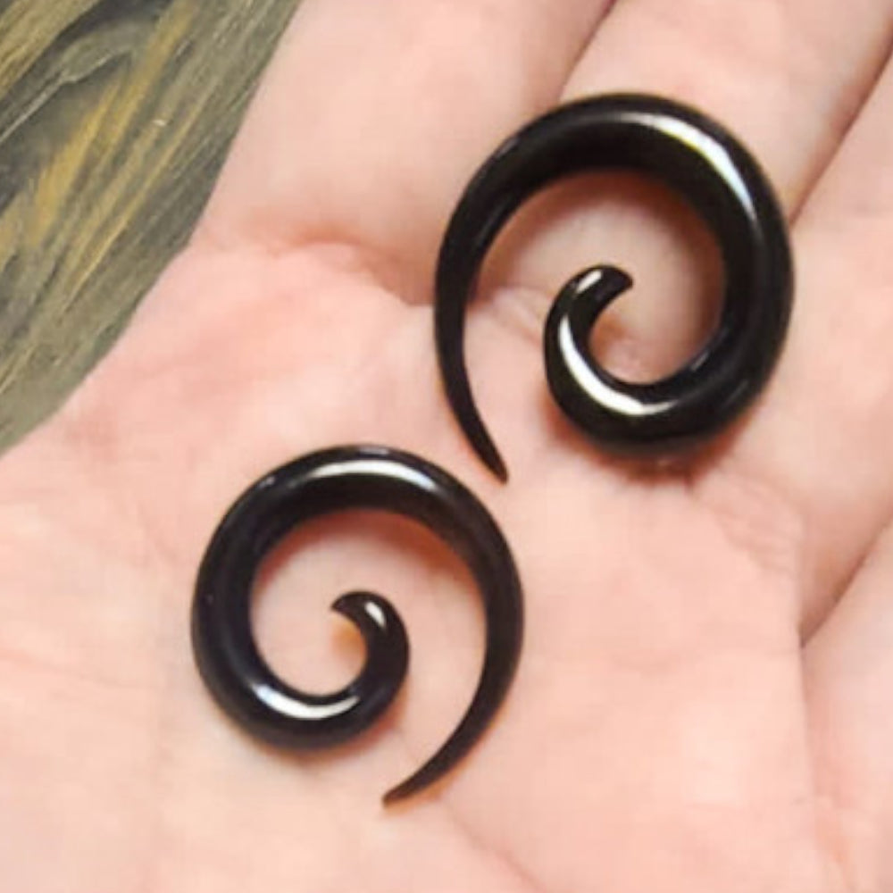 Acrylic 10 to 4 Gauge Black Spiral Ear Tapers - Pair - photo 2