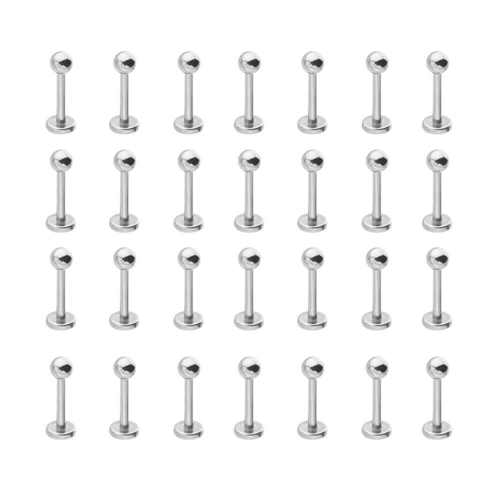 Surgical Steel Threaded Labret Studs 14 & 16 Gauge - 100 Pack