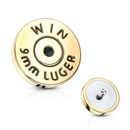 Surgical Steel 14 Gauge Bullet Back Casing Dermal Top - 7mm - photo 2