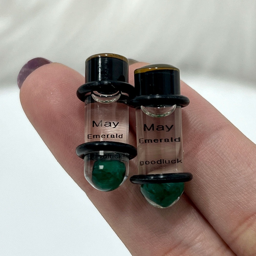 Glass 0 Gauge Bullet Shape Floating Birthstone Ear Plugs - Pair