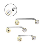 Surgical steel staple surface barbell with bullet CZ ends