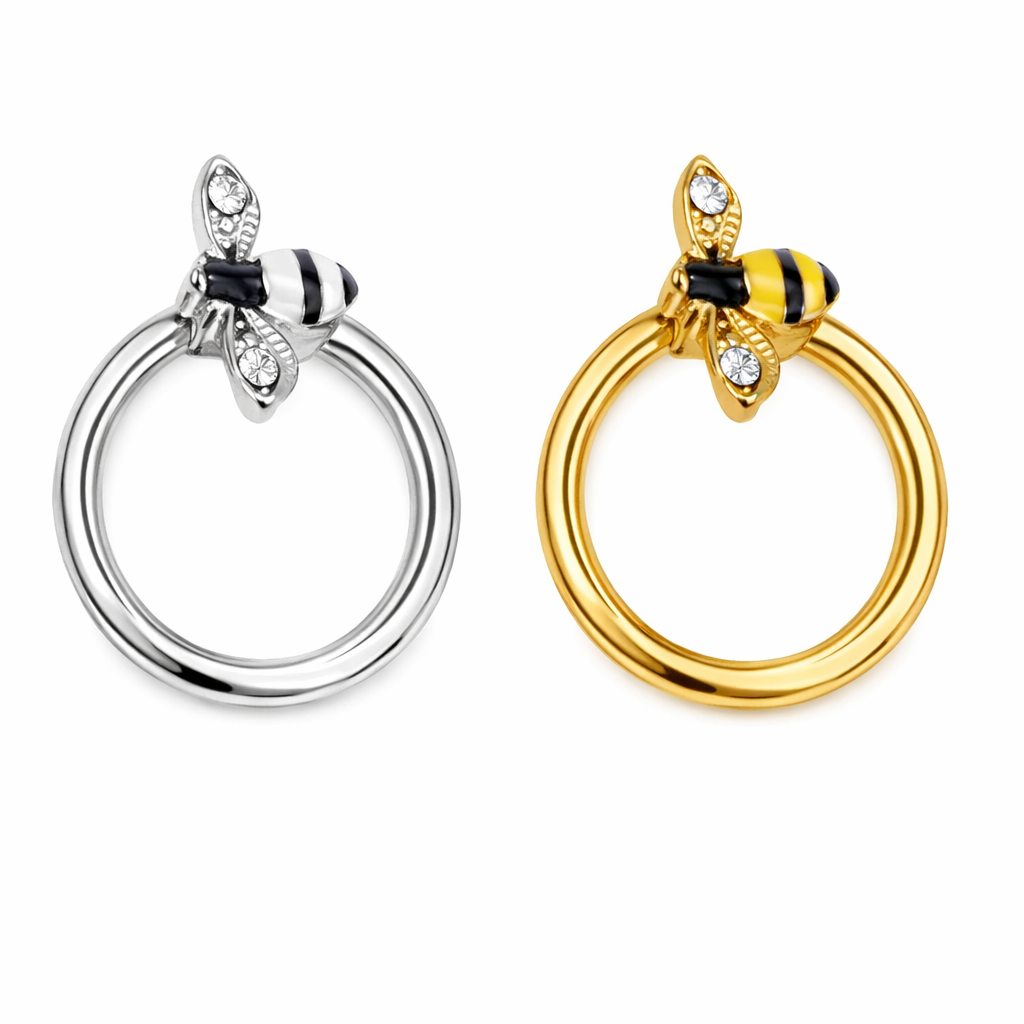 Surgical Steel 16 Gauge Captive Bead Ring with Bumble Bee