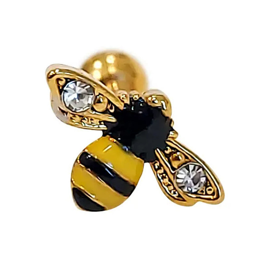 Surgical Steel Cartilage Straight Barbell Ring 16 Gauge 1/4" Bee - Kruelty - Photo 11