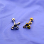 Surgical Steel Cartilage Straight Barbell Ring 16 Gauge 1/4" Bee - Kruelty - Photo 4