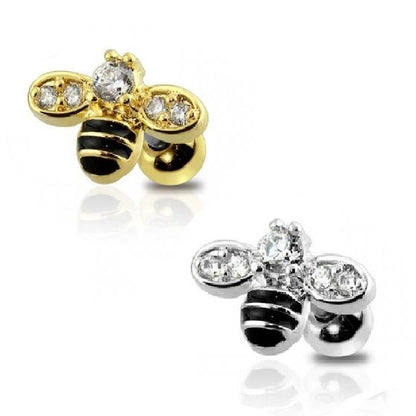 Surgical Steel 16 Gauge Cartilage Barbell with Bumblebee Top