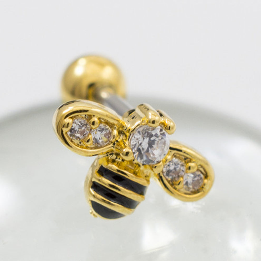 Surgical Steel 16 Gauge Cartilage Barbell with Bumblebee Top - photo 4