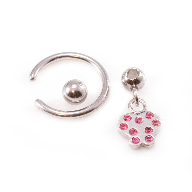 Surgical Steel 16 & 18 Gauge Captive Ring with Dangling Butterfly CZ - photo 3