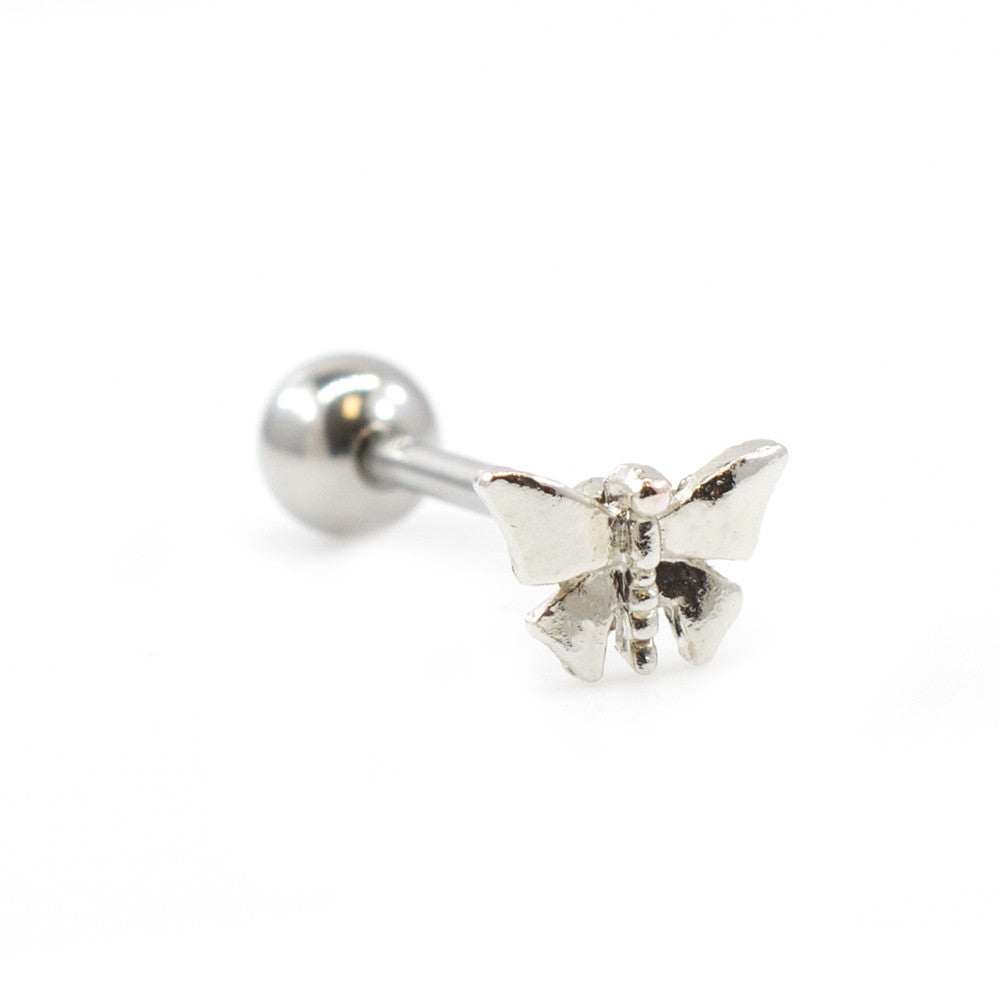 Surgical Steel 14 Gauge Tongue Barbell with Butterfly
