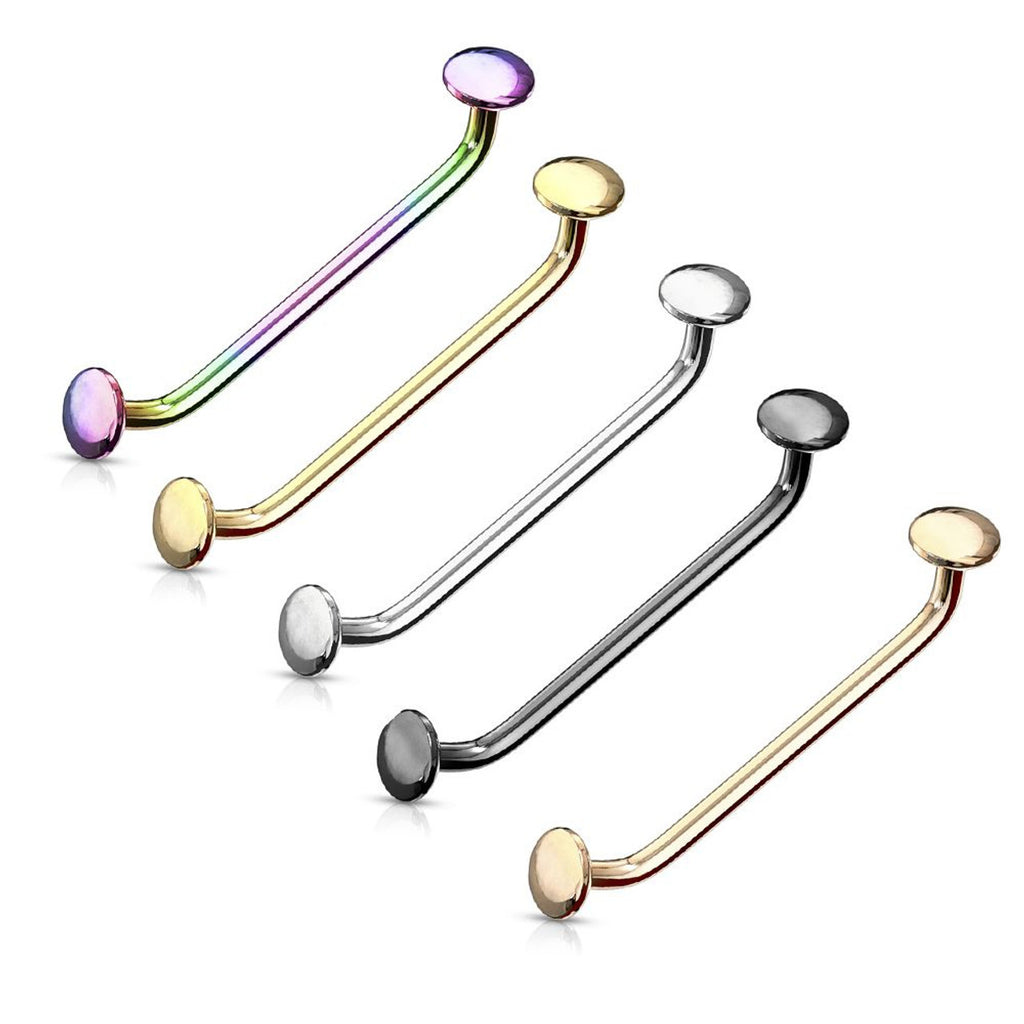 45 Degree Bent Surface Staple Barbells 16 Gauge with Flat Disc Ends - Kruelty