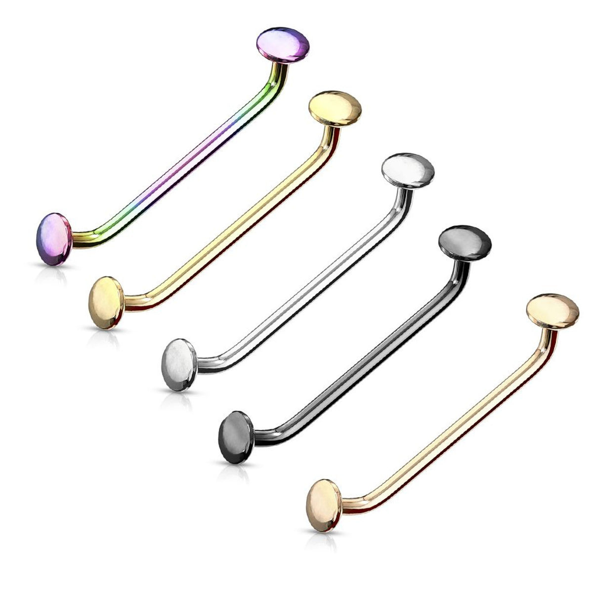 45 Degree Bent Surface Staple Barbells 16 Gauge with Flat Disc Ends - Kruelty