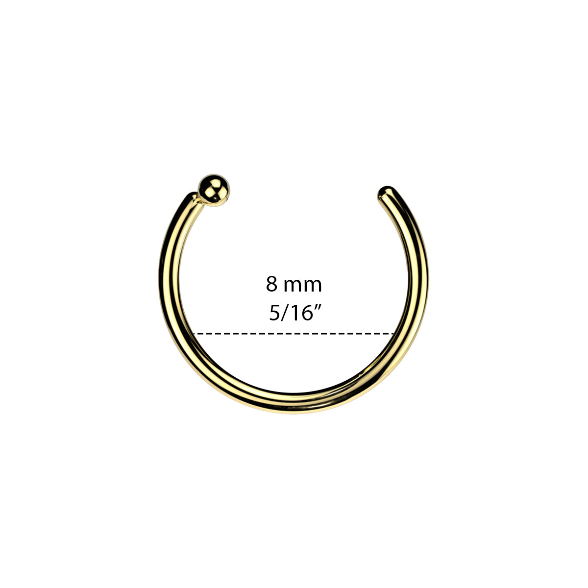 Titanium C-Shaped Open Nose Ring 18G & 20G 8mm - photo 2