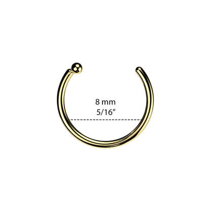 Titanium C-Shaped Open Nose Ring 18G & 20G 8mm - photo 2