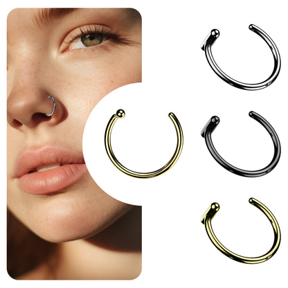 Titanium C-Shaped Open Nose Ring 18G & 20G 8mm - photo 3