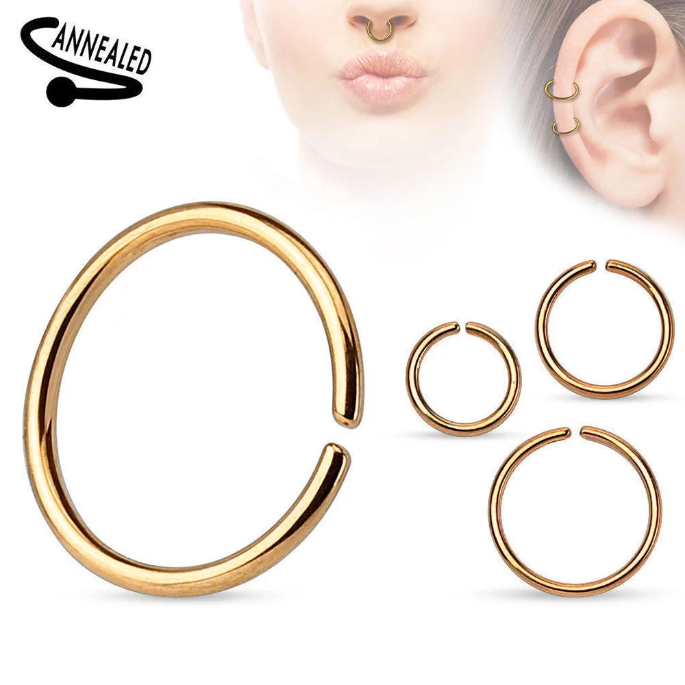 Surgical Steel Seamless Bendable Nose Hoop Ring 20 & 18 Gauge Anodized - Kruelty - Photo 9