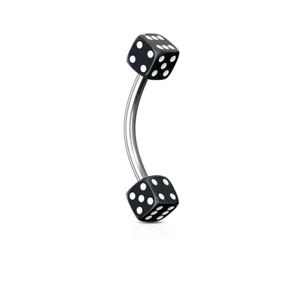 Surgical Steel Eyebrow Ring Curved Barbell 16 Gauge With Acrylic Dice