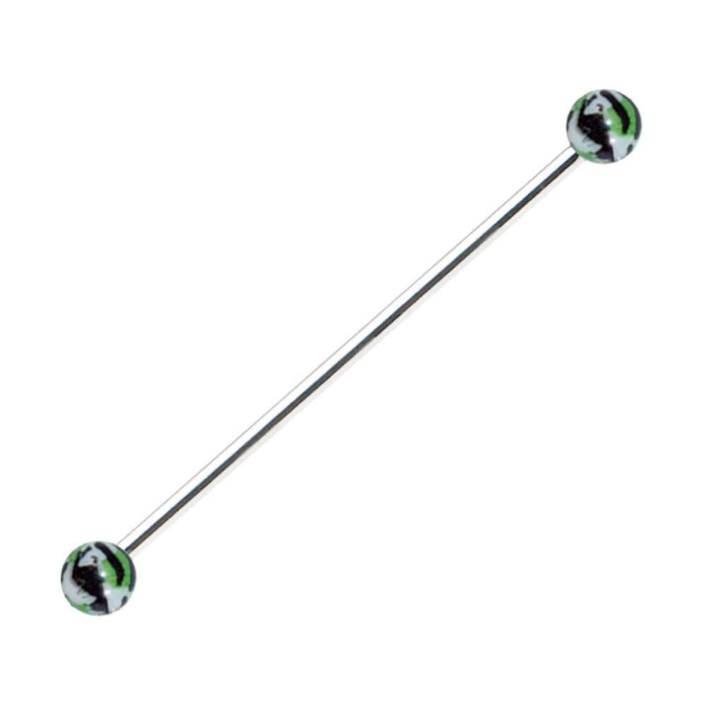 Surgical Steel 14 Gauge Industrial Barbell with Camouflage Ball