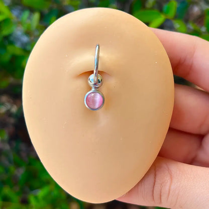 Surgical Steel & Titanium 14 Gauge Belly Ring with Semi Precious Stone - photo 4
