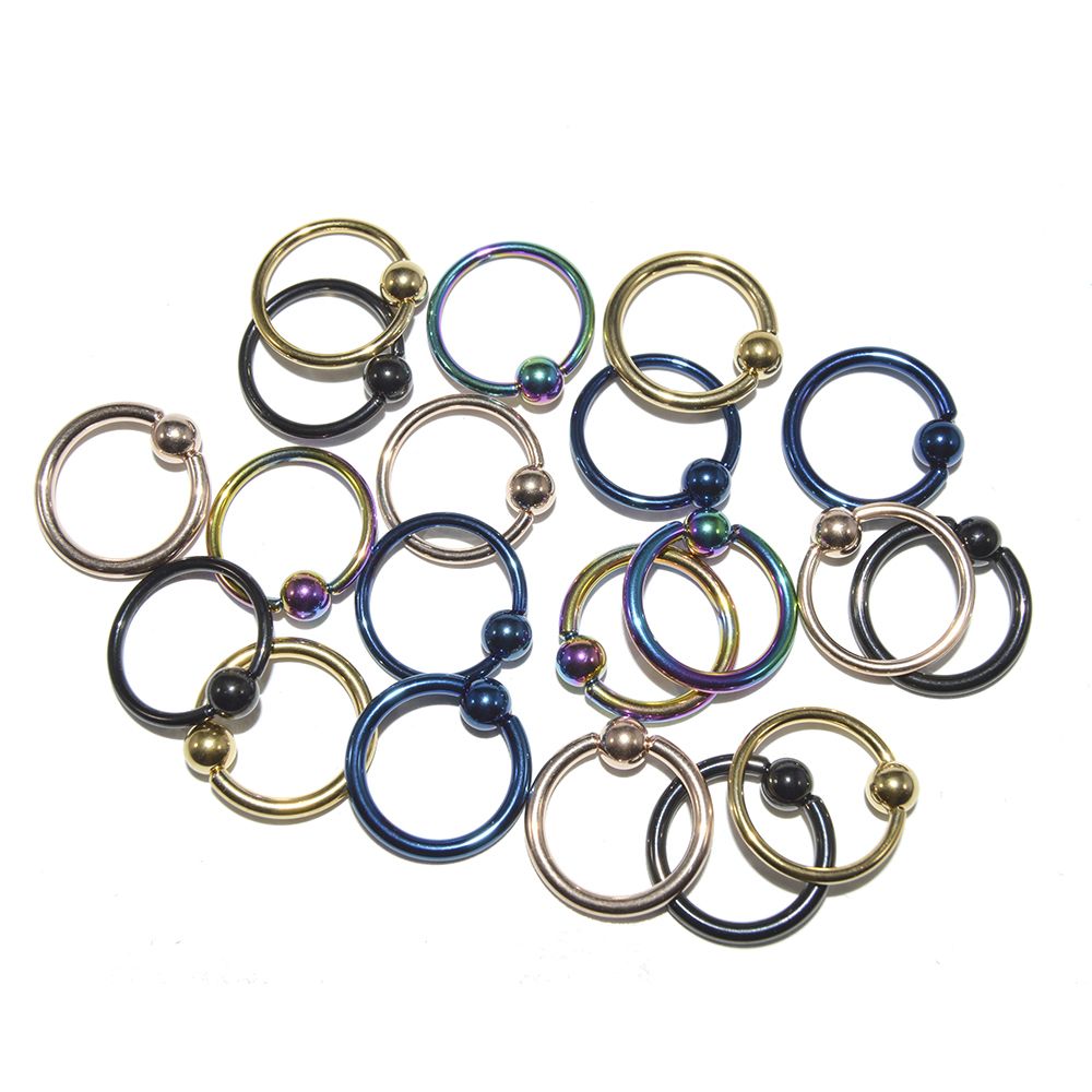 Surgical Steel Captive Bead Rings 14 & 16 Gauge Ion Plated - 20 Pack