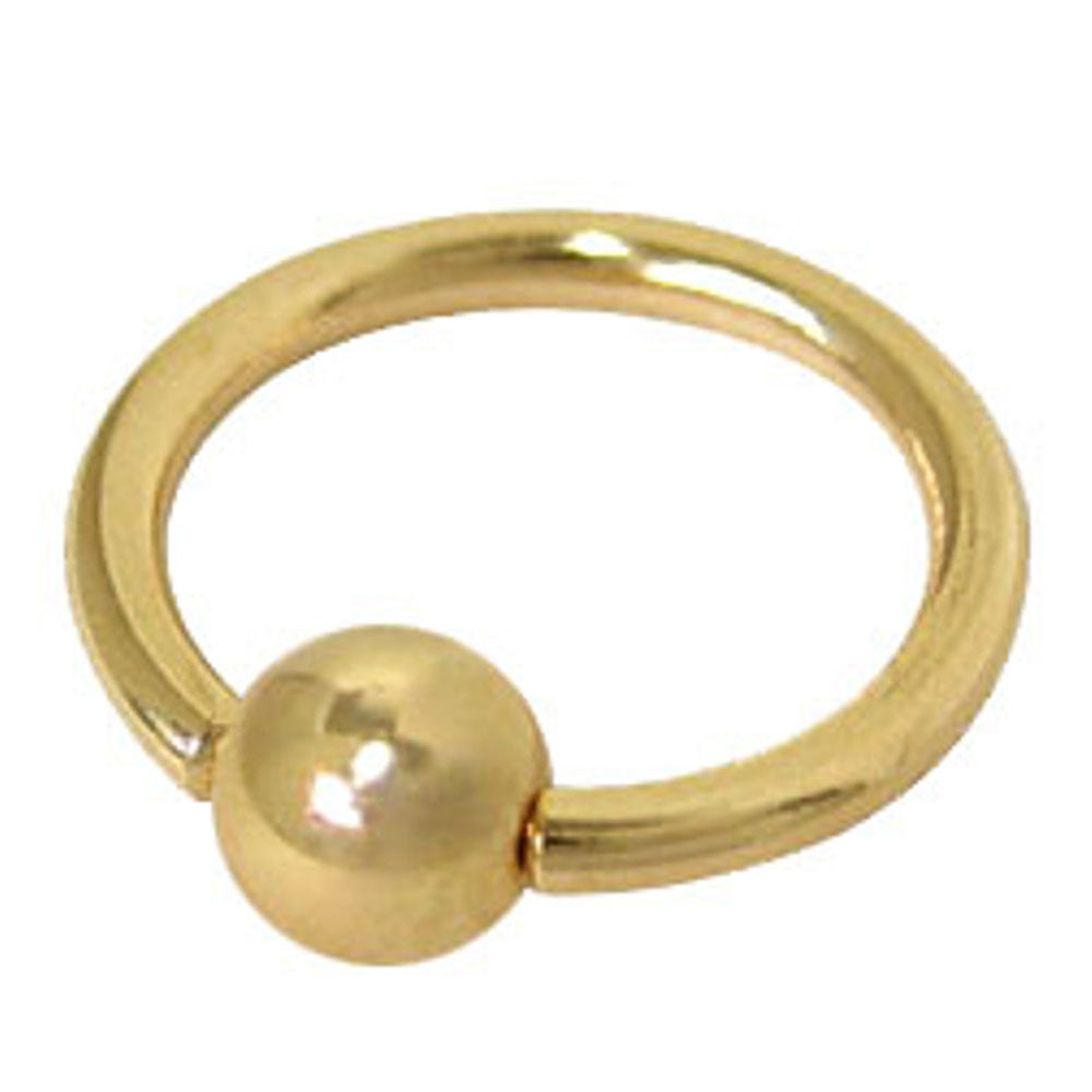 14K Solid Gold 16 Gauge Captive Bead Ring Septum Hoop