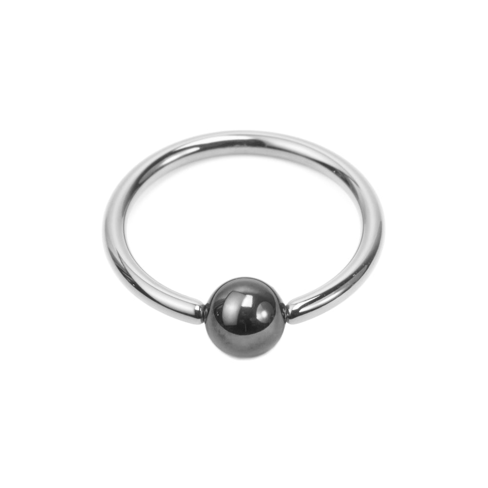 Titanium 16 Gauge Captive Bead Ring with Hematite Bead
