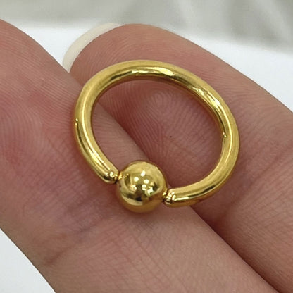 14K Solid Yellow Gold 14 Gauge Captive Bead Ring 10mm - photo 4