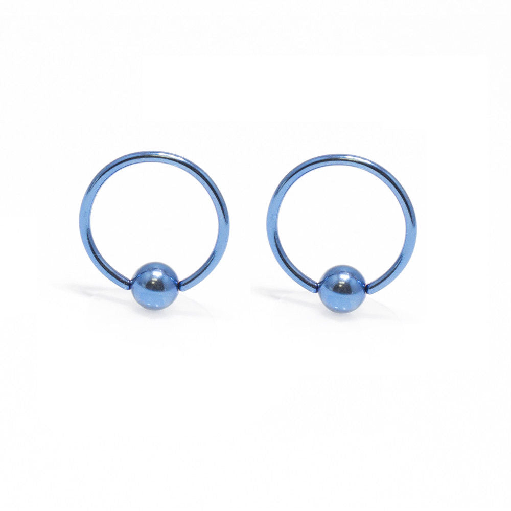 Anodized Titanium 18 Gauge Captive Bead Ring - 6 Pack