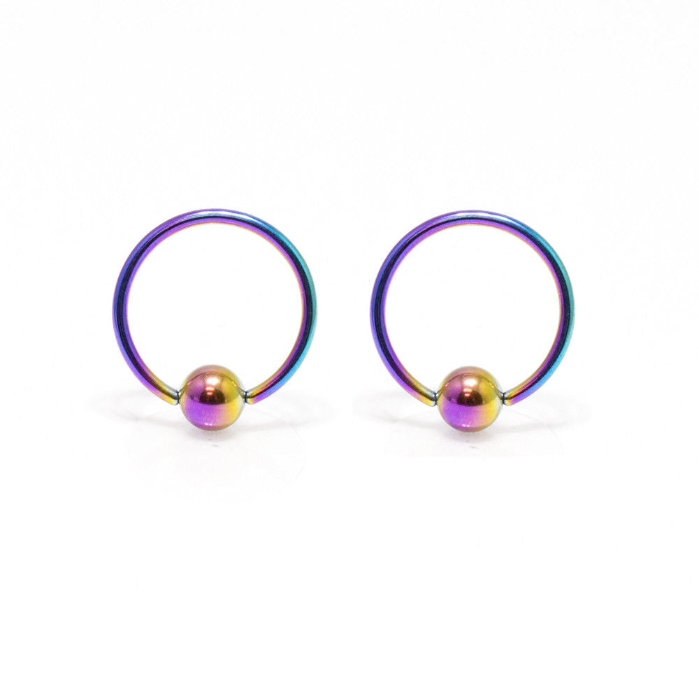 Anodized Titanium 18 Gauge Captive Bead Ring - 6 Pack