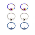 Anodized Titanium 18 Gauge Captive Bead Ring - 6 Pack