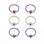 Anodized Titanium 18 Gauge Captive Bead Ring - 6 Pack