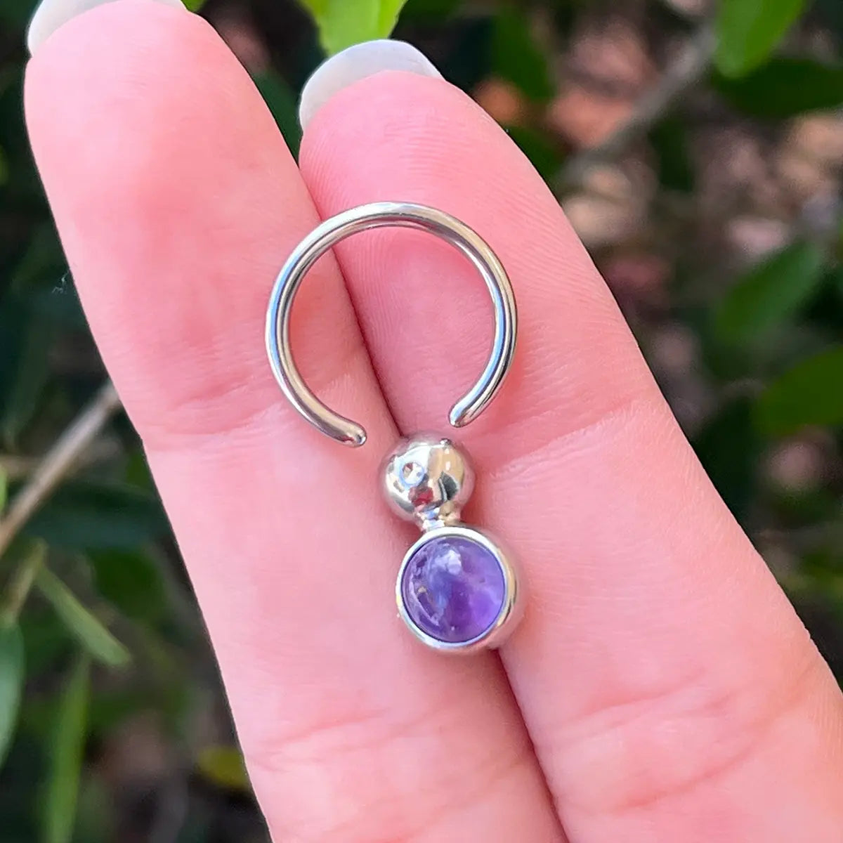Surgical Steel & Titanium 14 Gauge Belly Ring with Semi Precious Stone - photo 5