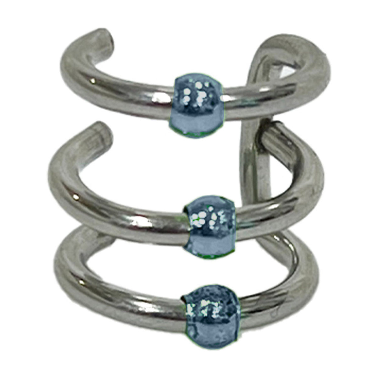 Fake Clip On Non Triple Band Captive Bead Ear Cartilage Cuff - Kruelty - Photo 12
