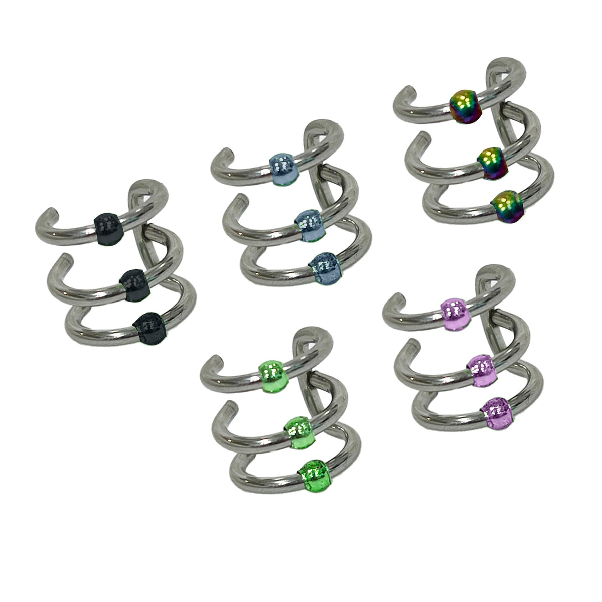 Fake Clip On Non Triple Band Captive Bead Ear Cartilage Cuff - Kruelty