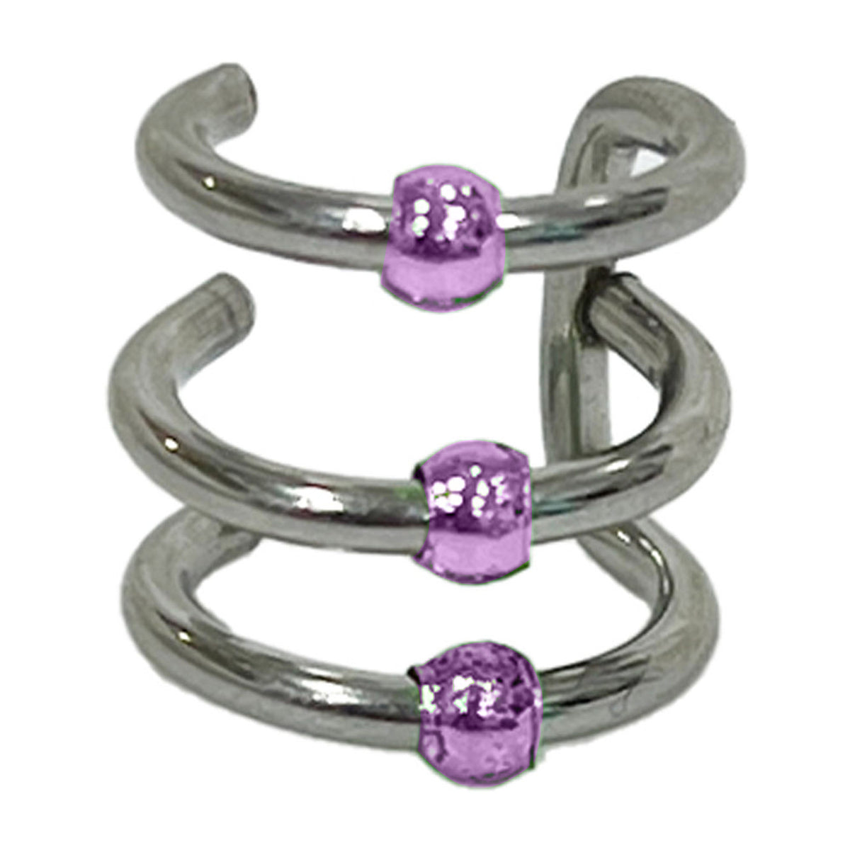 Fake Clip On Non Triple Band Captive Bead Ear Cartilage Cuff - Kruelty - Photo 15