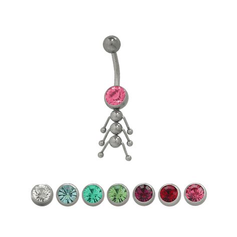 Surgical Steel 14 Gauge Belly Ring with CZ Caterpillar